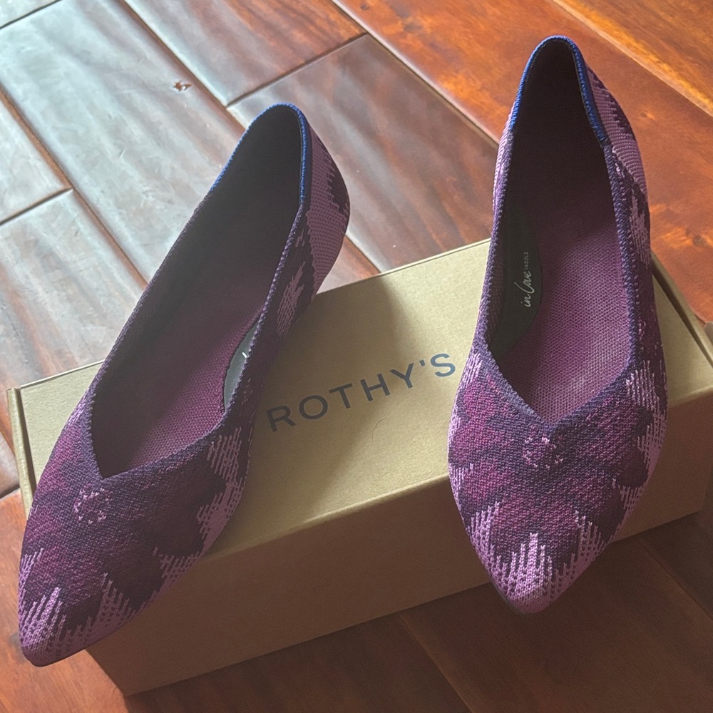 Rothy's Plum and Lavender Patterned Flats